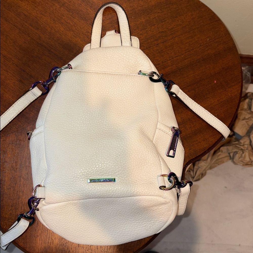 Rebecca Minkoff mini backpack for Women cream pebbled leather holographic HW - Picture 11 of 17